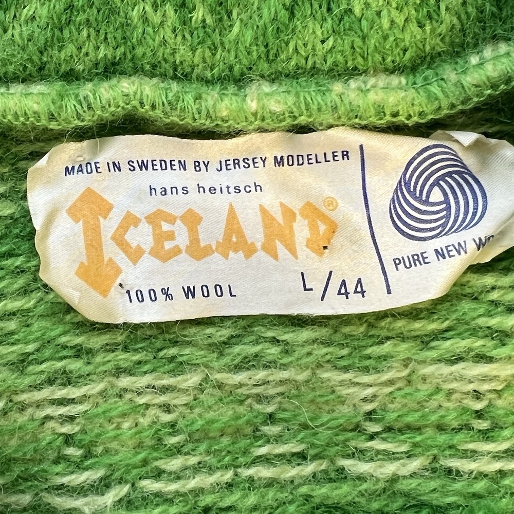 Vtg Iceland Jersey Modeller Sweden Front Zip Sweater Hans Heitsch Wool Size L - Picture 9 of 12